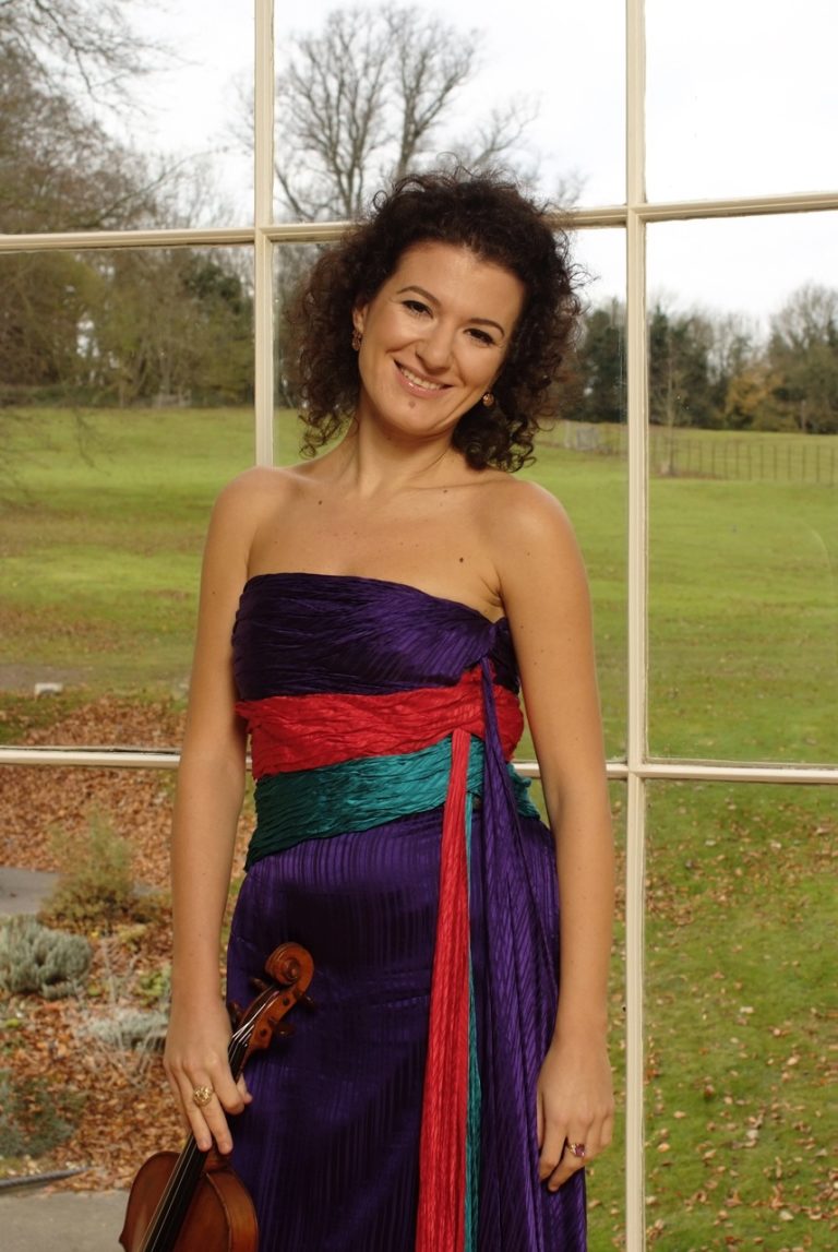 Portrait of Alda Dizdari with violin